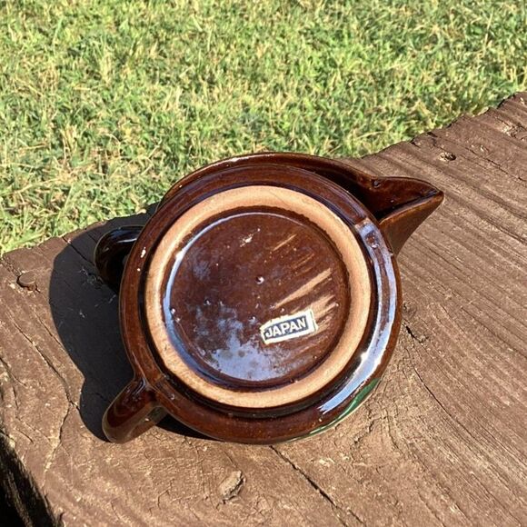 Vintage Japan Mini Creamer & Sugar, Brown Floral Hand-Painted, 1950s–70s - Picture 2 of 5